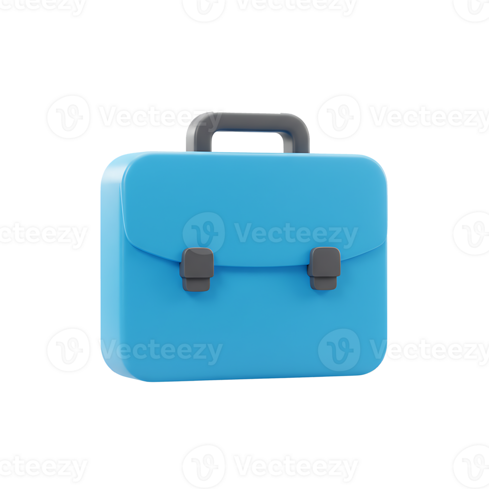 Blue Briefcase Illustration 3d png