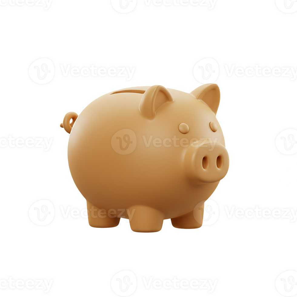 Piggy bank illustration in brown color png