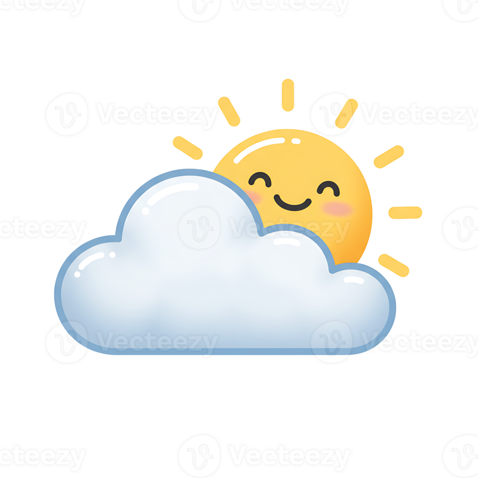 Sun and Cloud Cartoon Weather Icon Illustration png