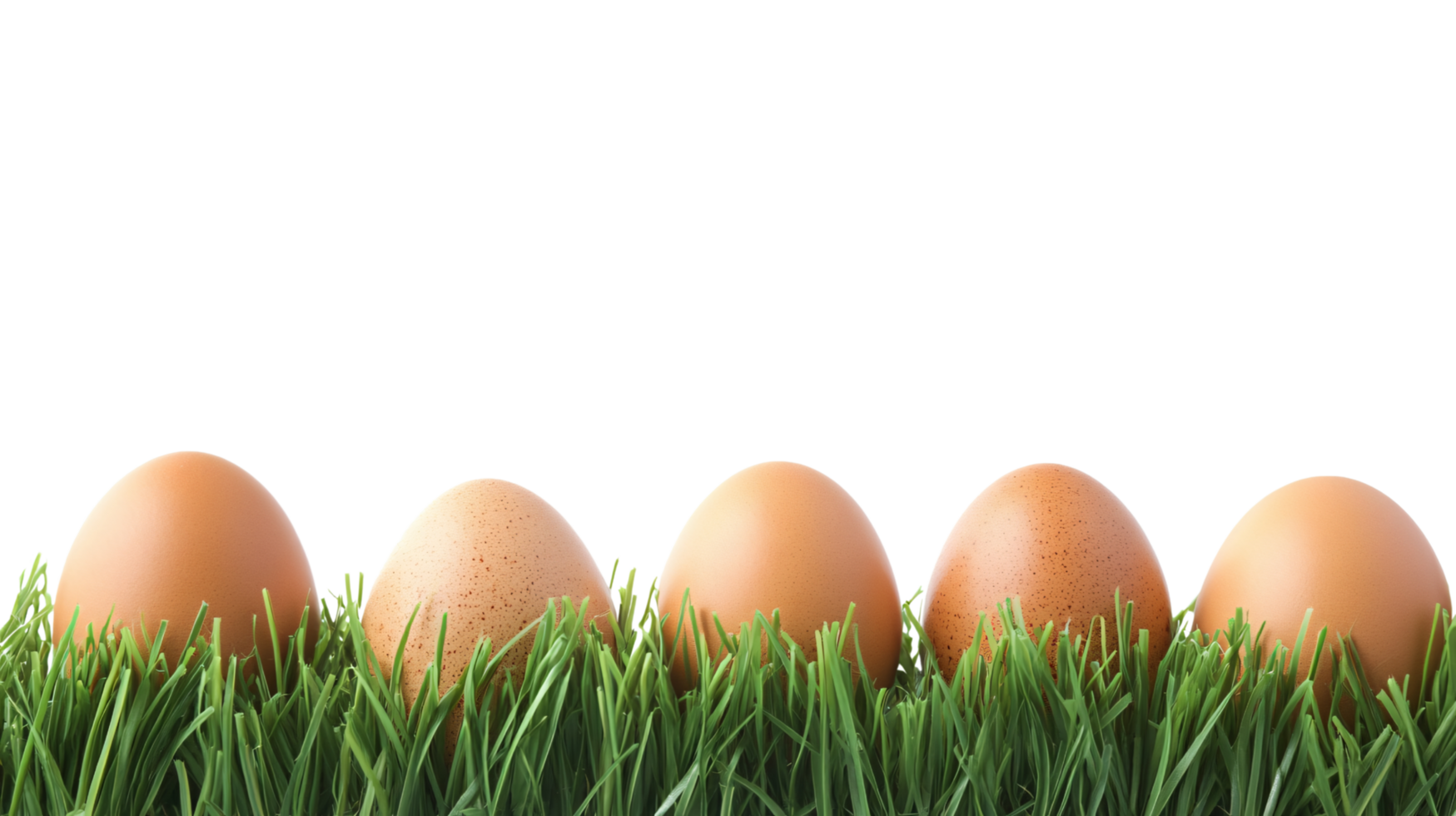 Chicken eggs nestled in lush green grass border isolated on transparent background png