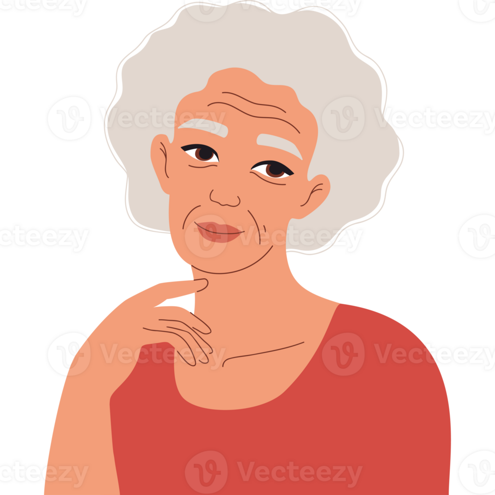 Elegant Gray-haired mature old Woman png