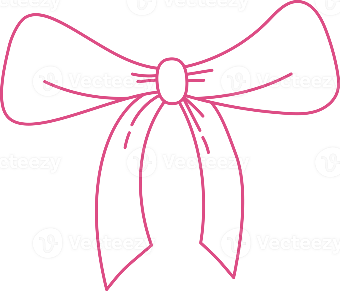 Outline Vintage Coquette Ribbon Bow. Whimsy Romantic Girly Vibe png