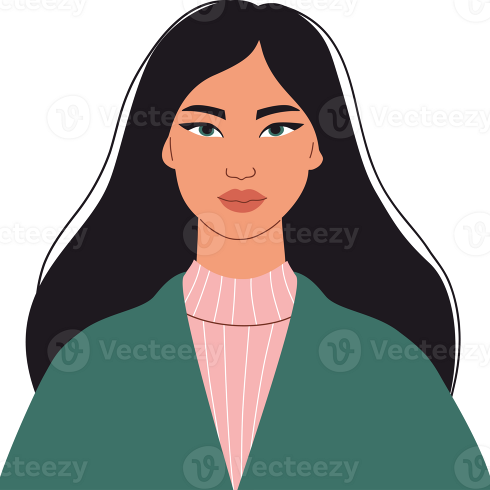 Female Portrait Eastern Asian woman with almond-shaped eyes png