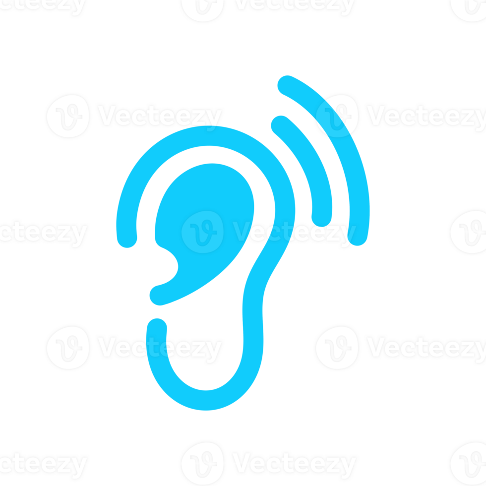 Hearing aid icon with simple and modern design in blue color for disability web png