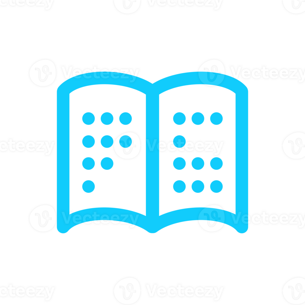 Braille book icon with simple and modern design in blue color for disability web png