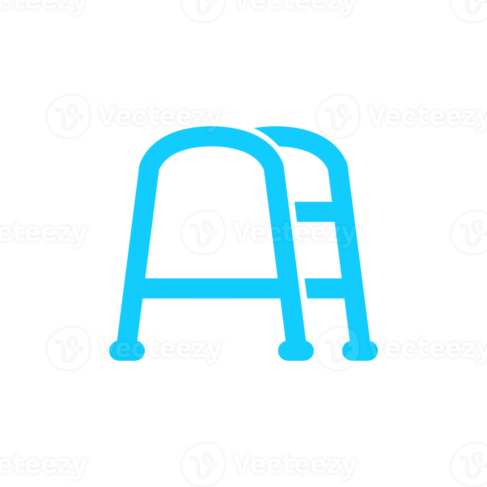 Walking aid icon with simple and modern design in blue color for disability web png