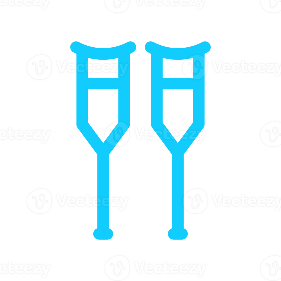 Couple crutch icon with simple and modern design in blue color for disability web png