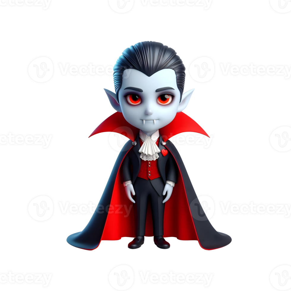 Cartoon Vampire Boy in Cape Halloween Character Design png