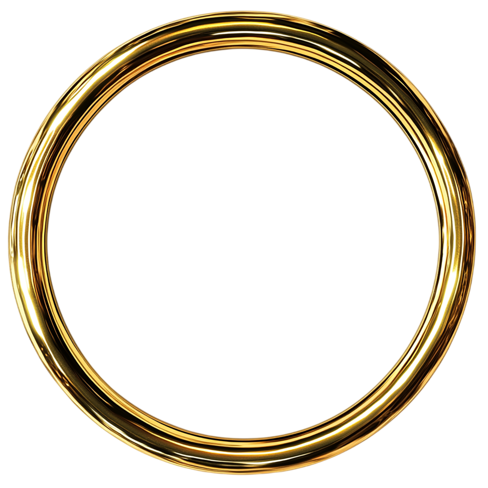 Shiny Gold Circular Ring Frame Isolated on Transparent Background png