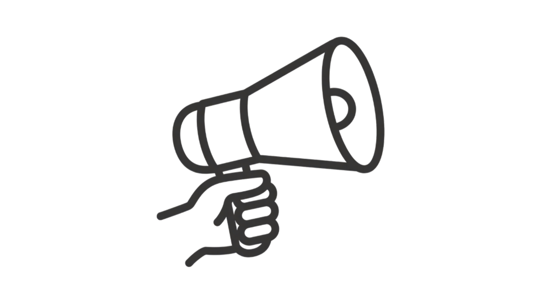 A hand holding a megaphone on a transparent background png