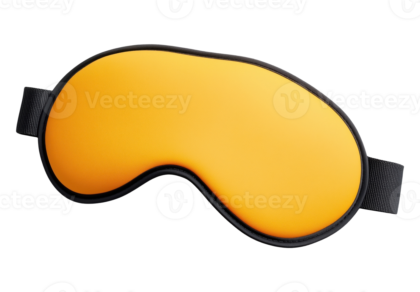 Yellow satin sleep mask with a black strap isolated on transparent background png