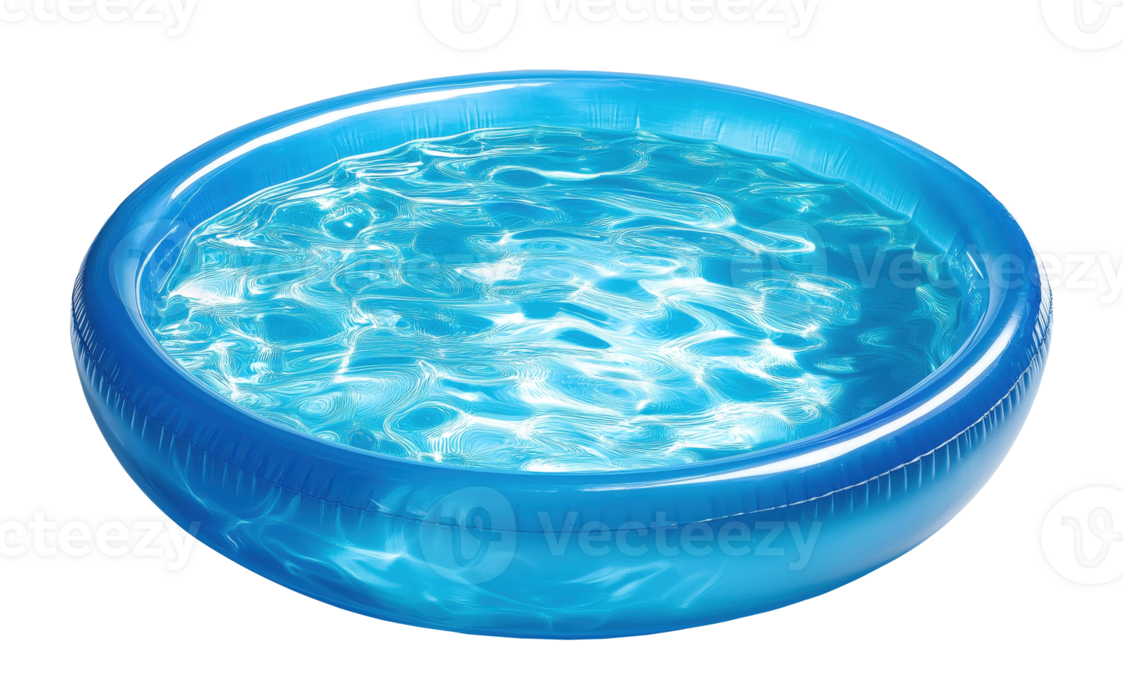 Clear blue water in round inflatable swimming pool isolated on transparent background png