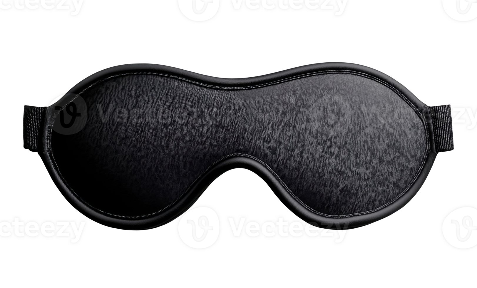 Ergonomic black satin sleep mask with contoured eye design isolated on transparent background png