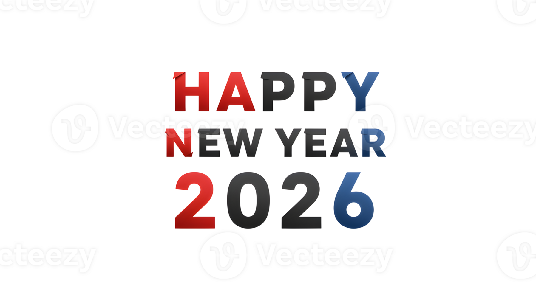 Happy New Year 2026 Text Graphic on Black Background png