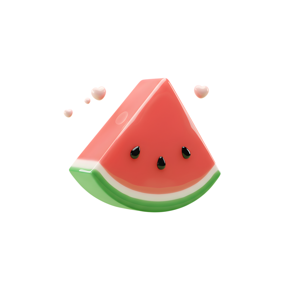 Cute 3D Rendered Watermelon Slice on Transparent Background png