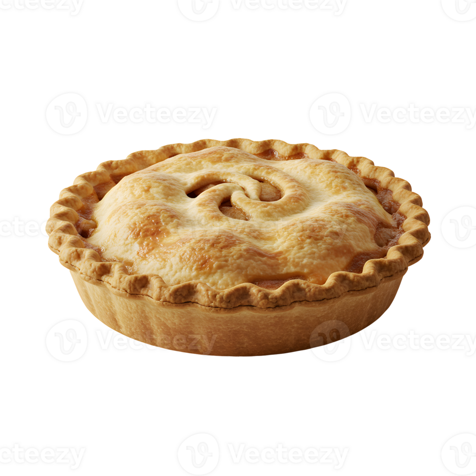 A Golden Brown Apple Pie on a Transparent Background png
