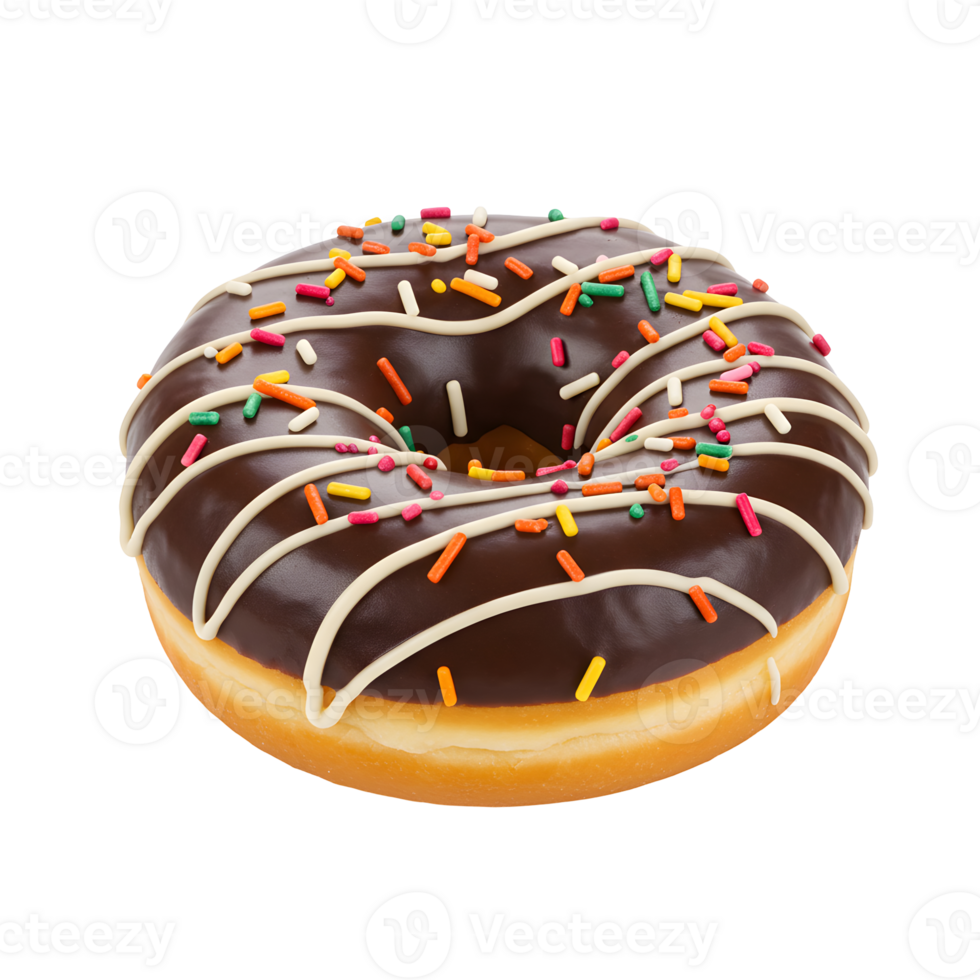 Chocolate Glazed Donut with Colorful Sprinkles png