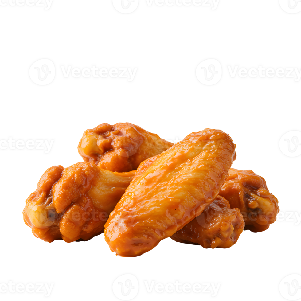 Closeup of Several Glazed Chicken Wings on Transparent Background png