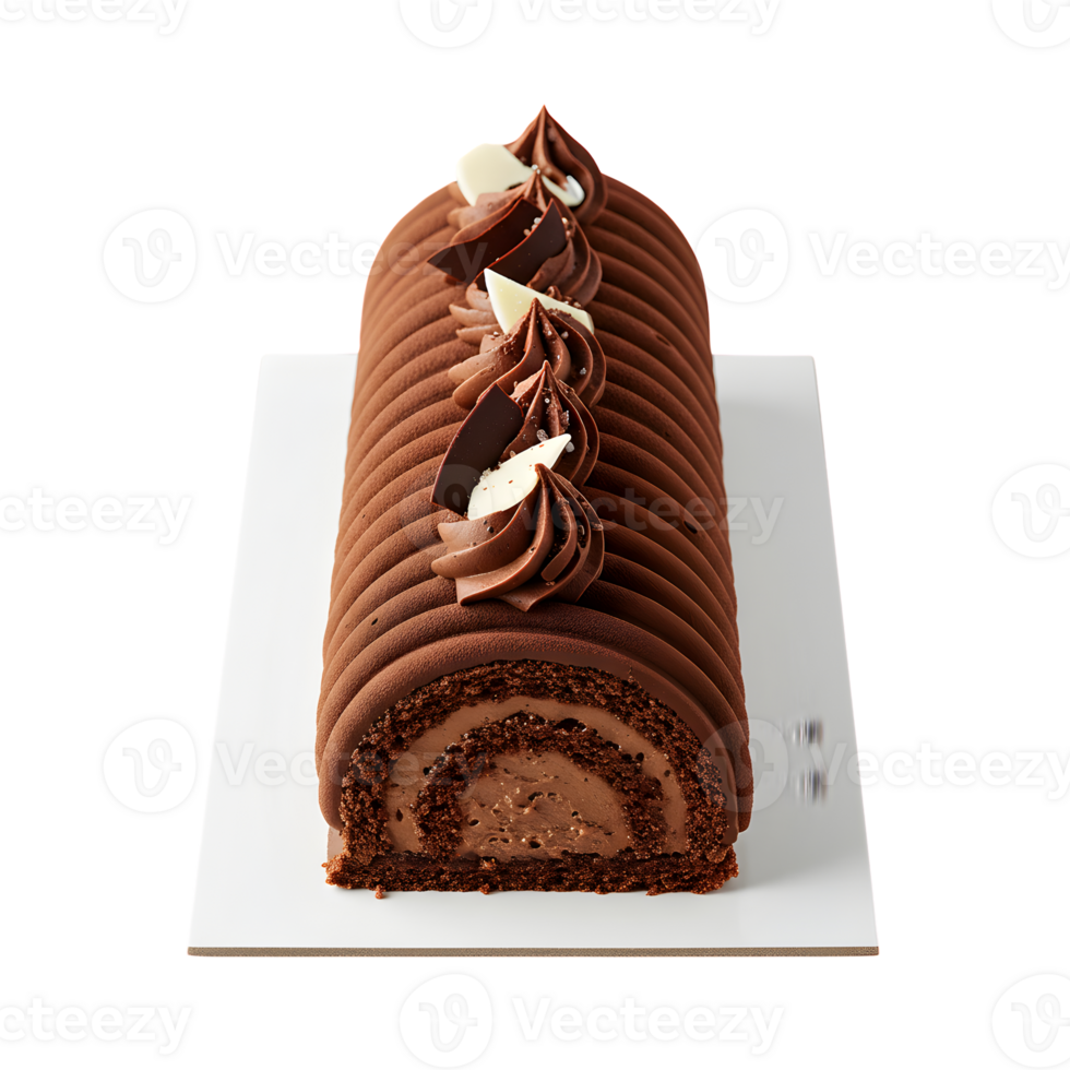 Dark Chocolate Cake Roll with Whipped Cream Frosting png