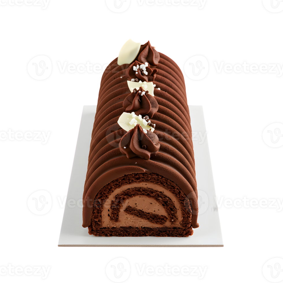 Dark Chocolate Cake Roll with White Chocolate Shavings png