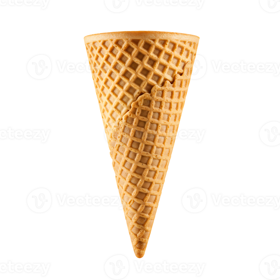 Empty Waffle Ice Cream Cone on Black Background png