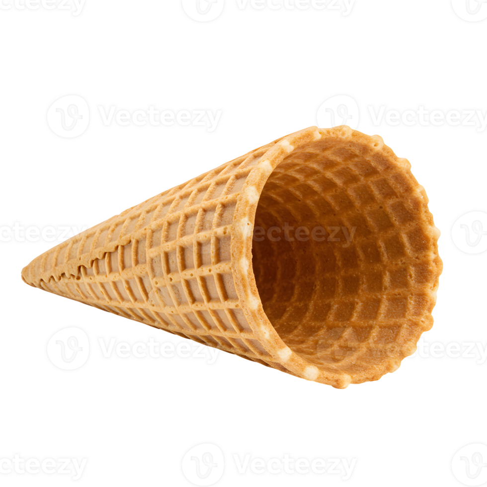 Empty Waffle Ice Cream Cone on Transparent Background png