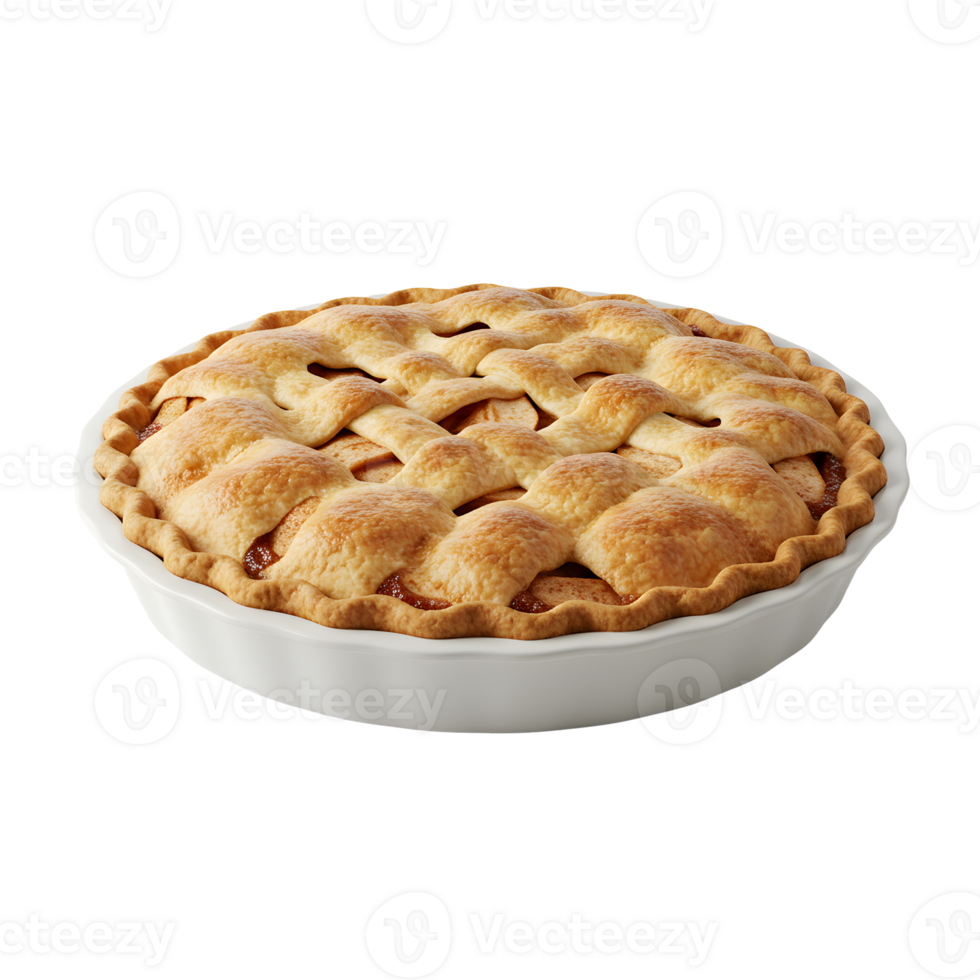 Golden Brown Apple Pie with Lattice Crust on White Background png