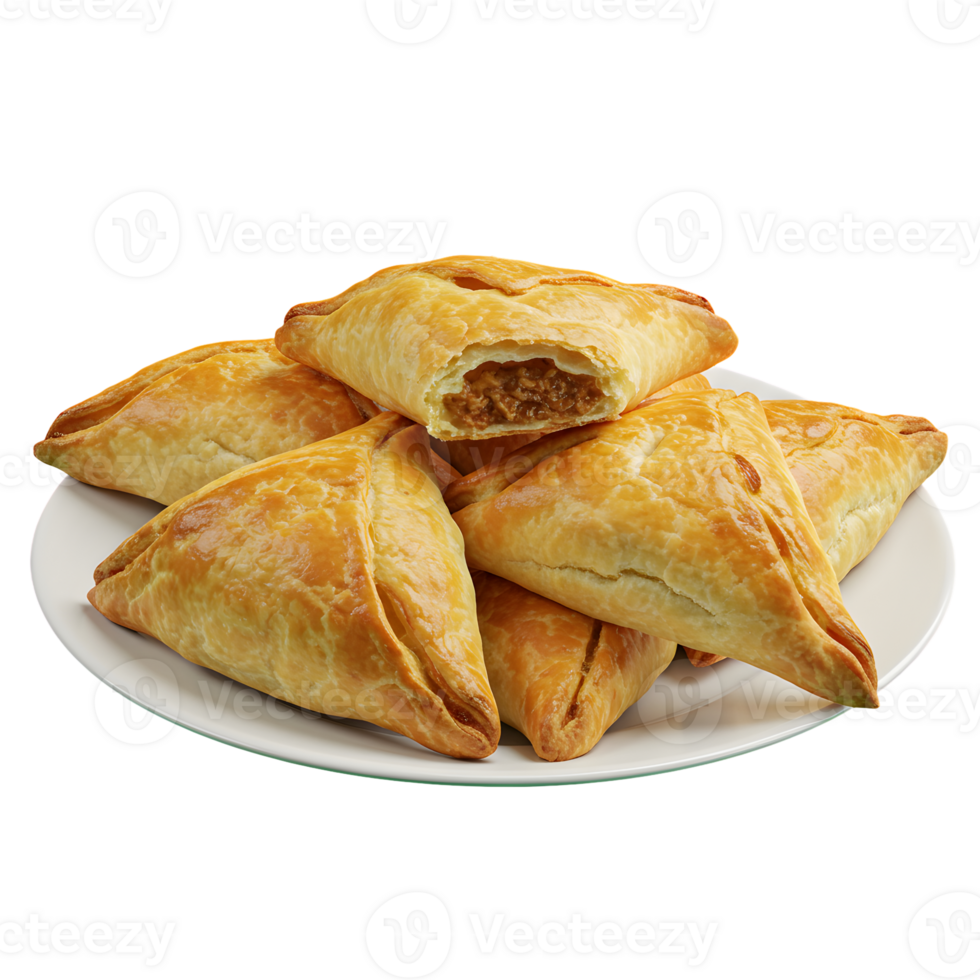 Golden Brown Triangular Pastries on a White Plate png
