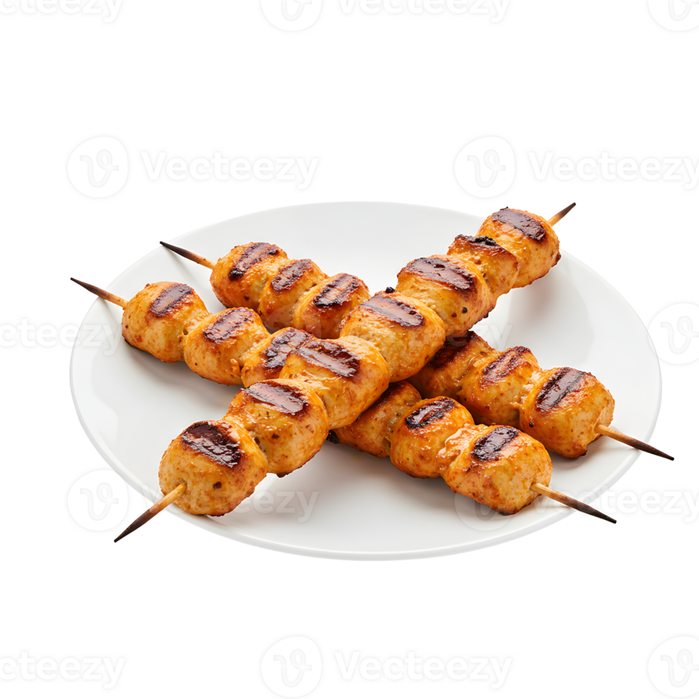 Grilled Chicken Skewers on White Plate png