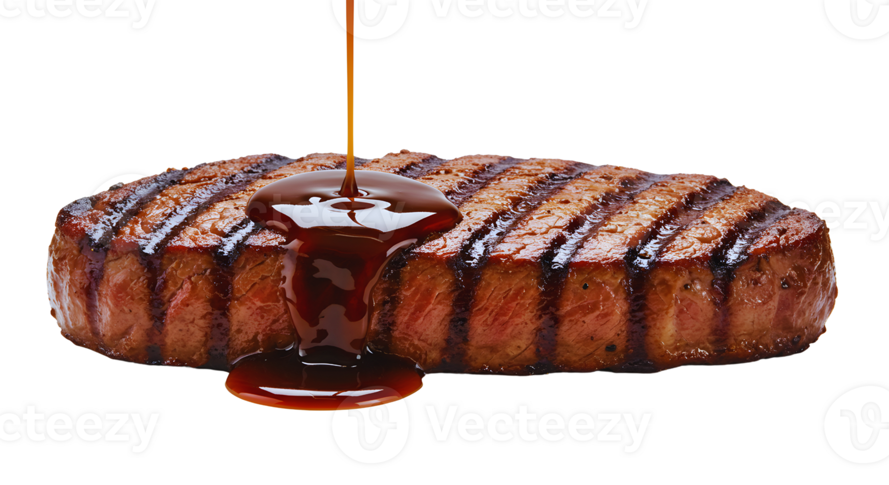 Grilled Steak with Brown Sauce on Transparent Background png