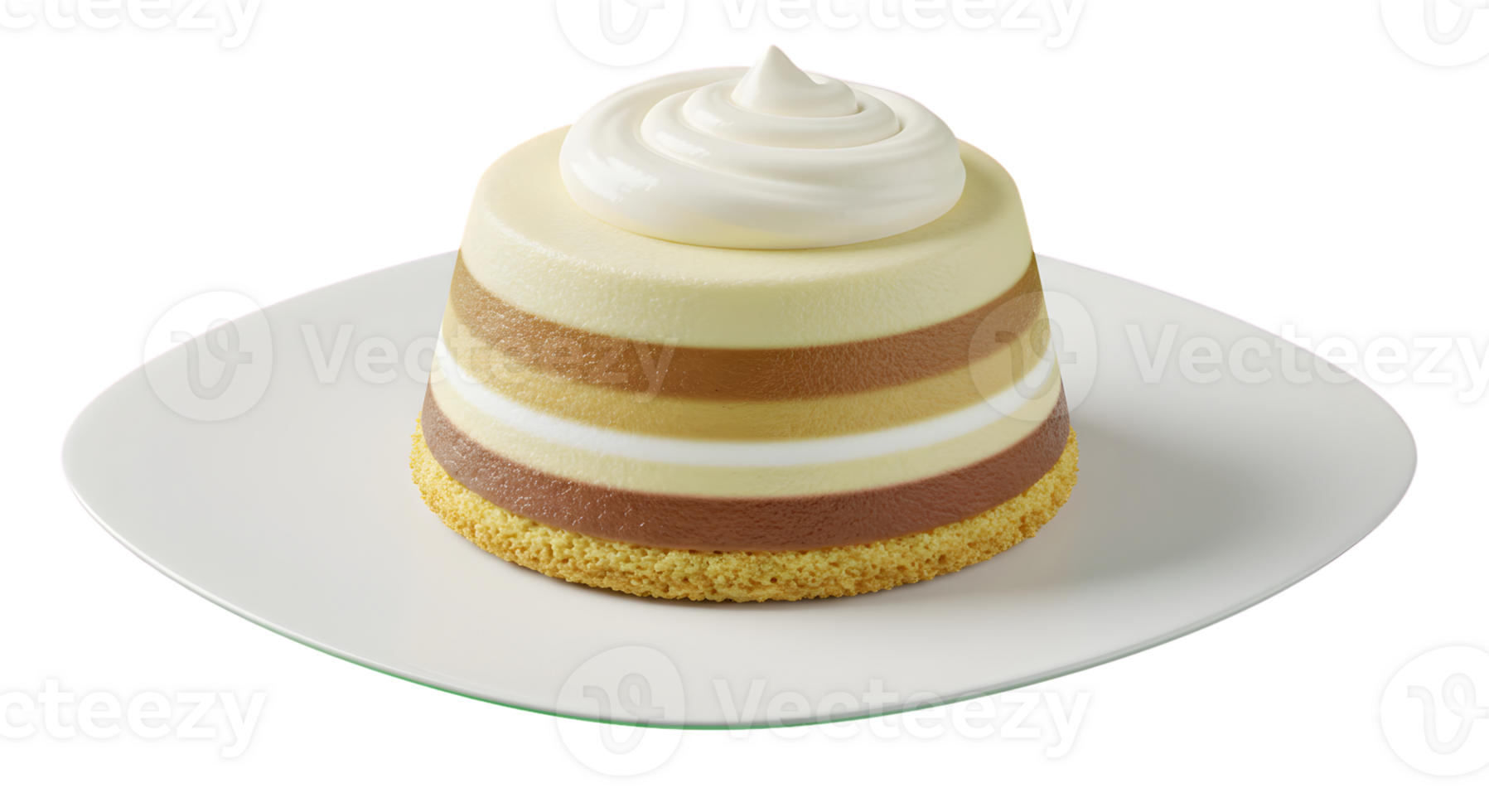 Layered Chocolate Vanilla Mousse Cake with Whipped Cream png