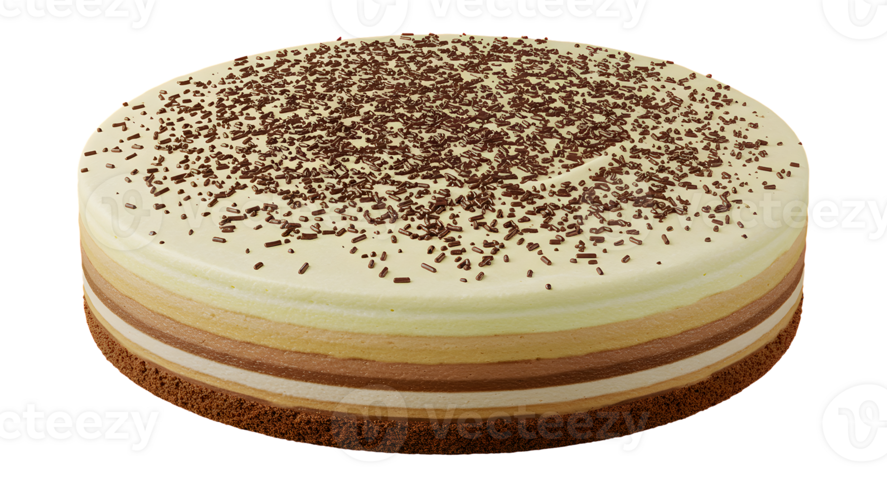 Layered Vanilla and Chocolate Cream Cake with Chocolate Sprinkles png