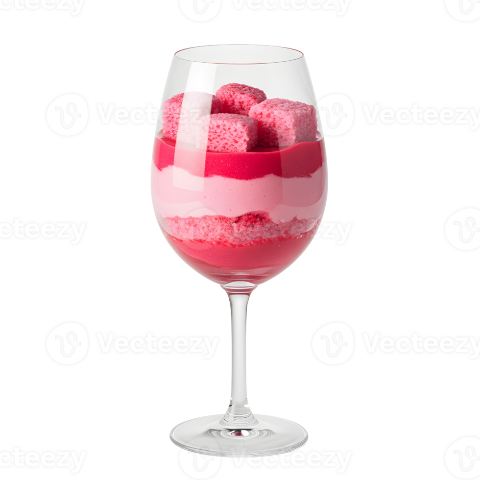 Pink And Red Layered Dessert In Wine Glass On Transparent Background png