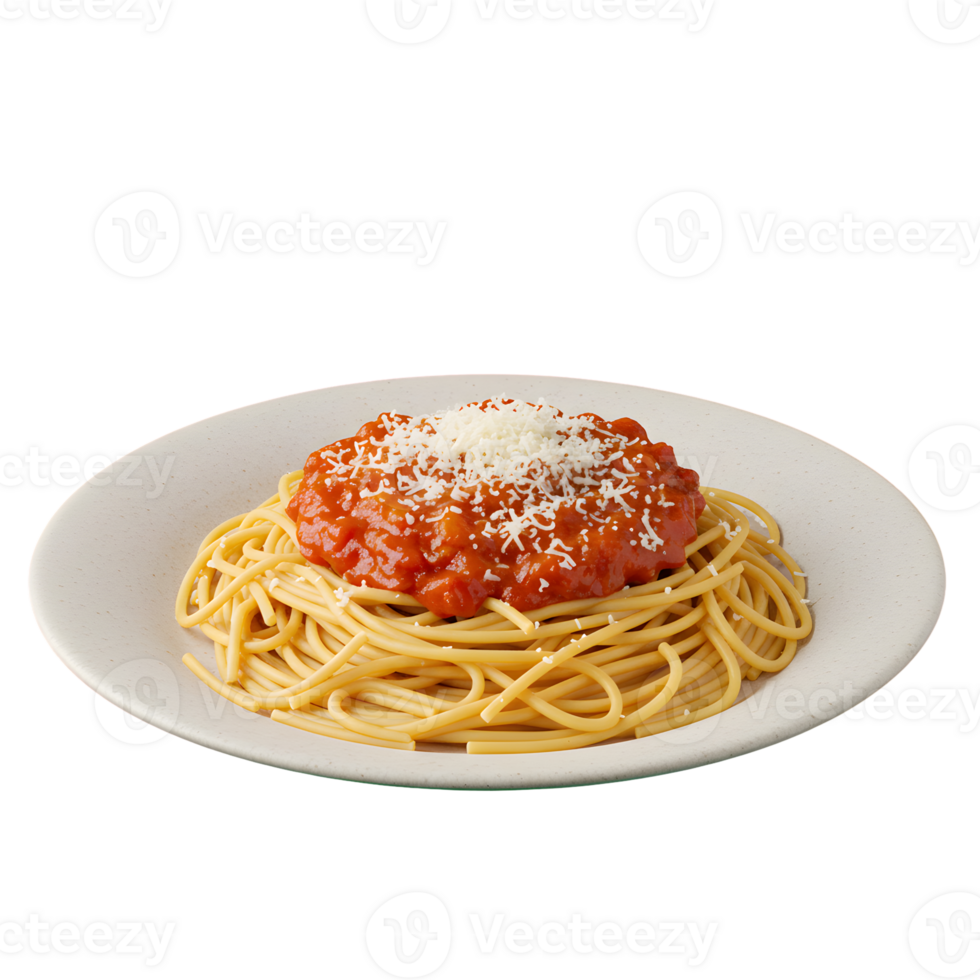Plate of Spaghetti with Tomato Sauce and Grated Cheese png
