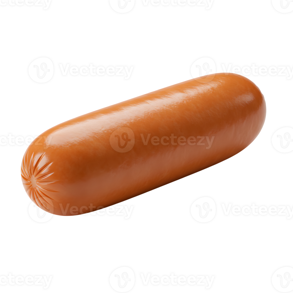 Single Cooked Sausage on Transparent Background png