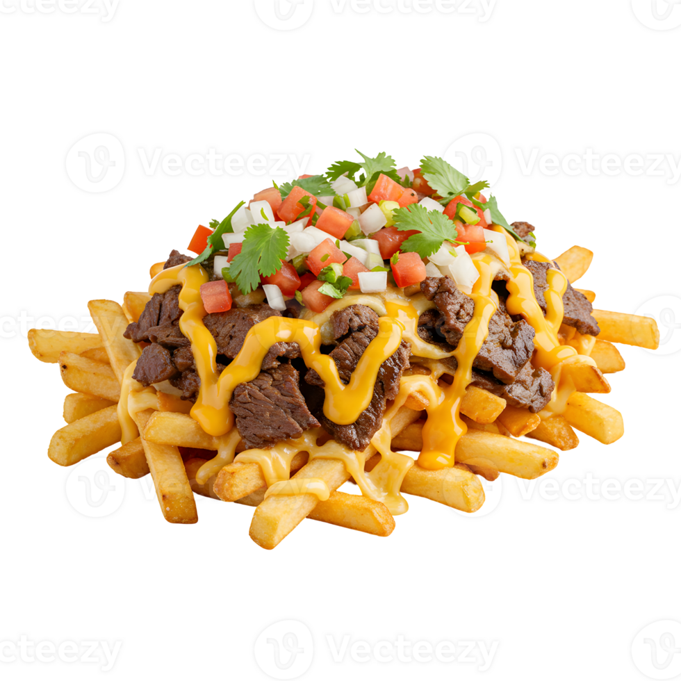 Steak Fries with Melted Cheese and Pico de Gallo png