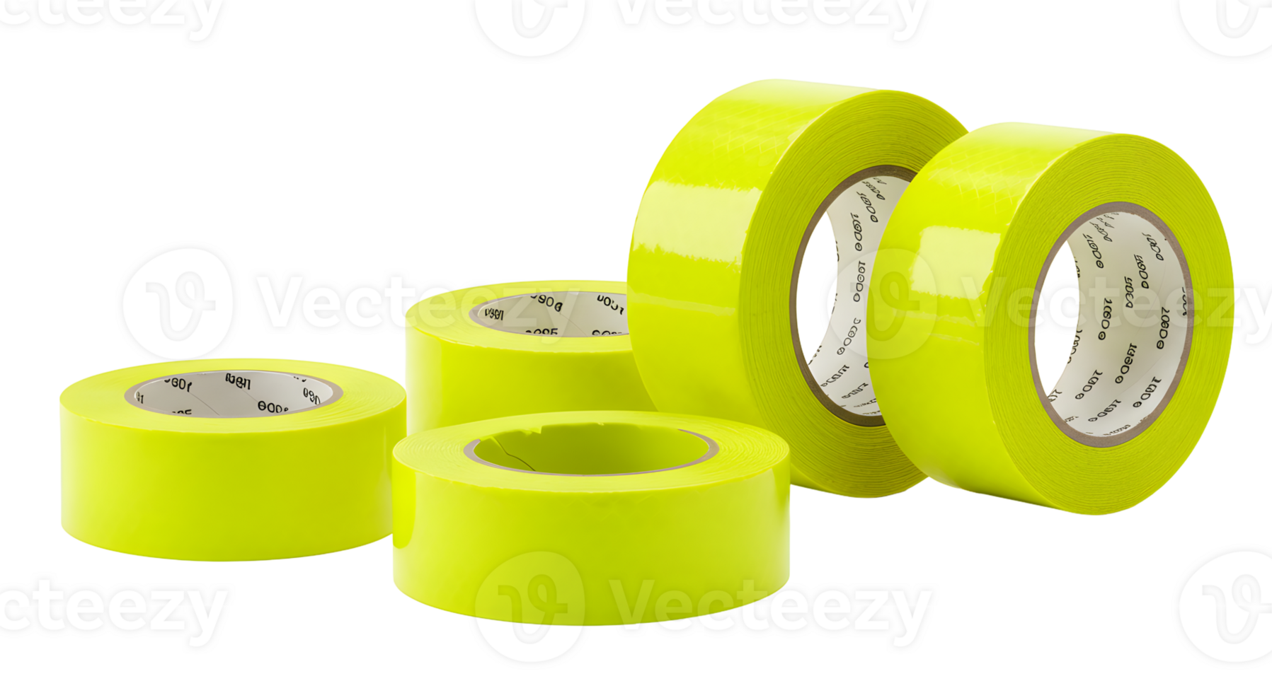 Bright Yellow Rolls of Adhesive Tape on Transparent Background png