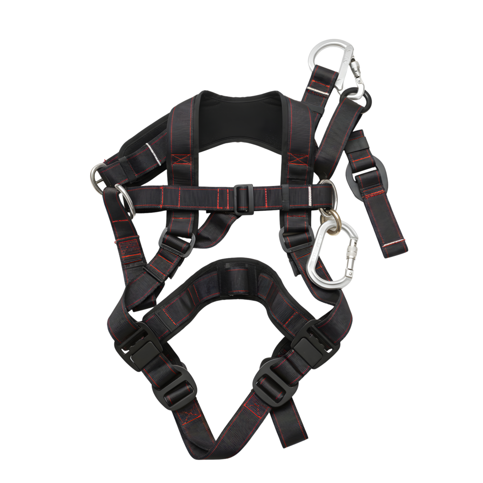 Black and Red Pet Harness with Adjustable Straps and Clips png