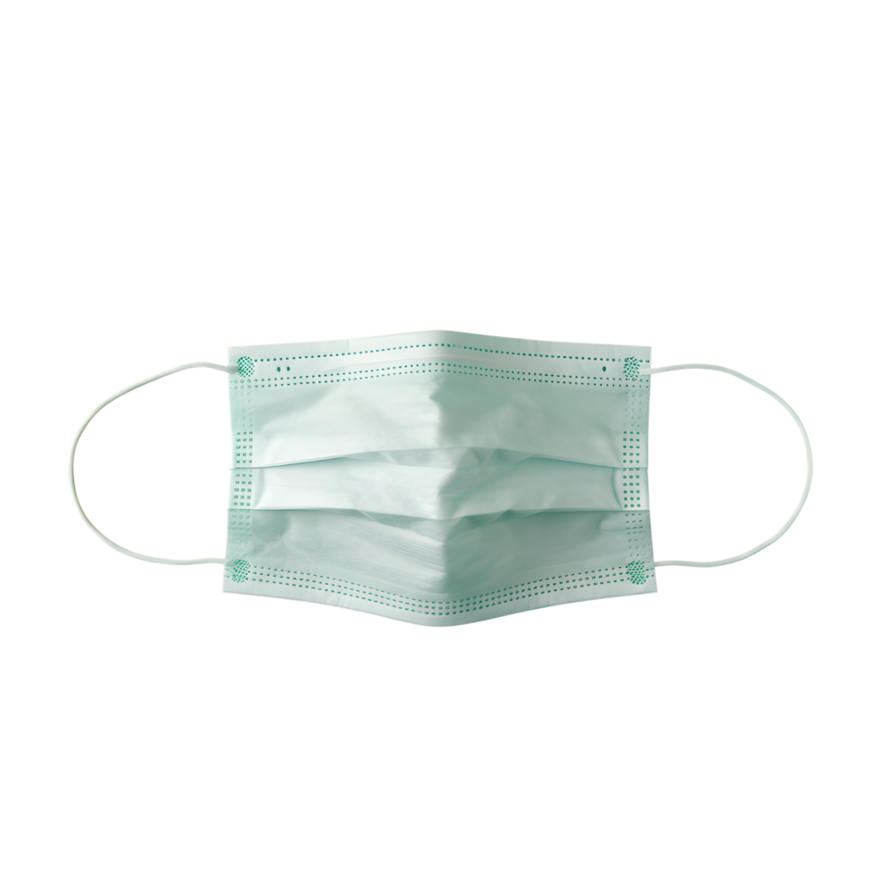 Light Green Disposable Face Mask with Ear Loops on Transparent Background png