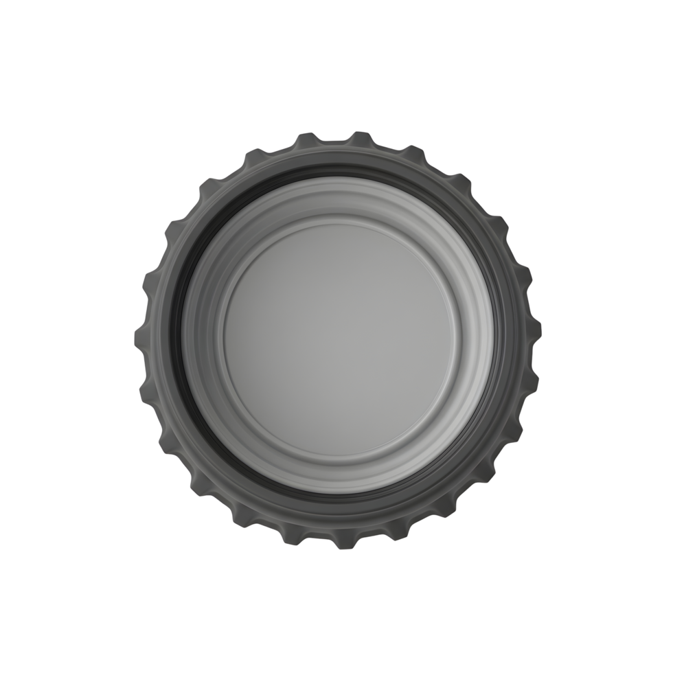 Grey Circular Bottle Cap Top View 3D Rendering png