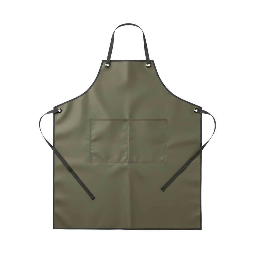 Olive Green Waterproof Apron with Two Pockets png