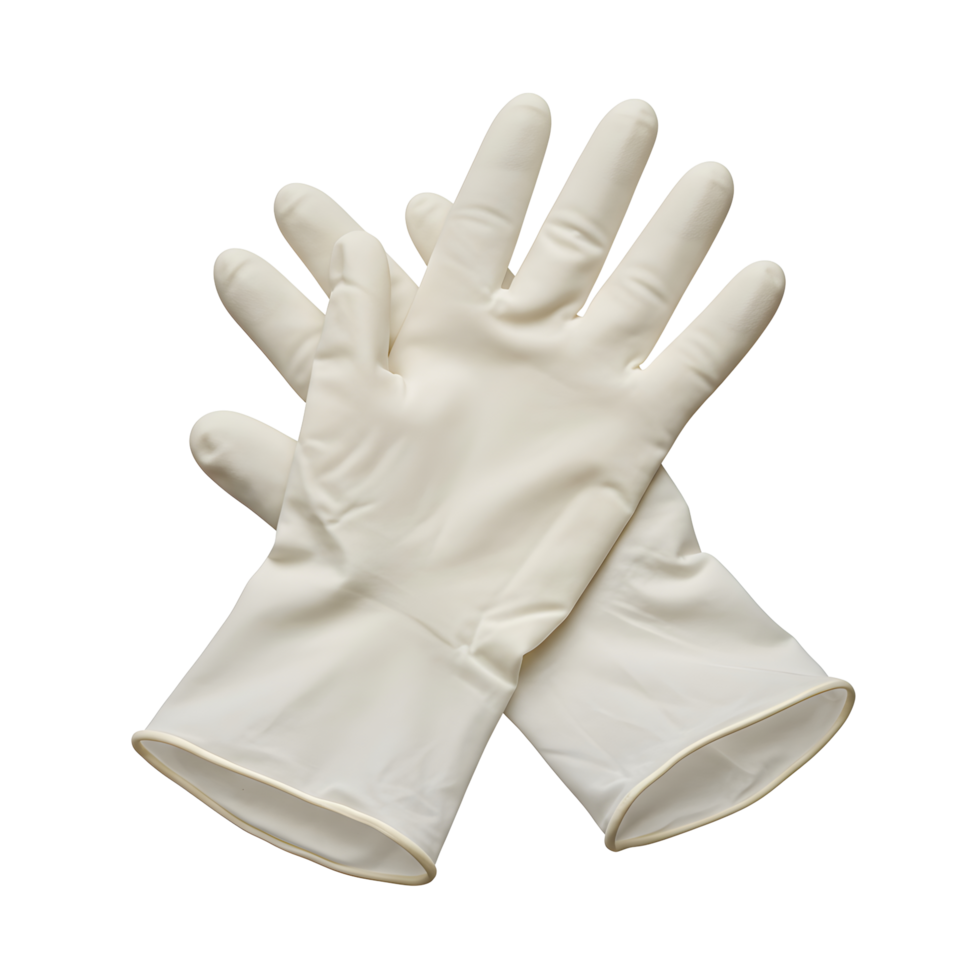 Pair of White Latex Gloves on Transparent Background png