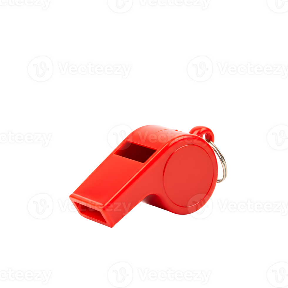Red Plastic Whistle on Transparent Background png