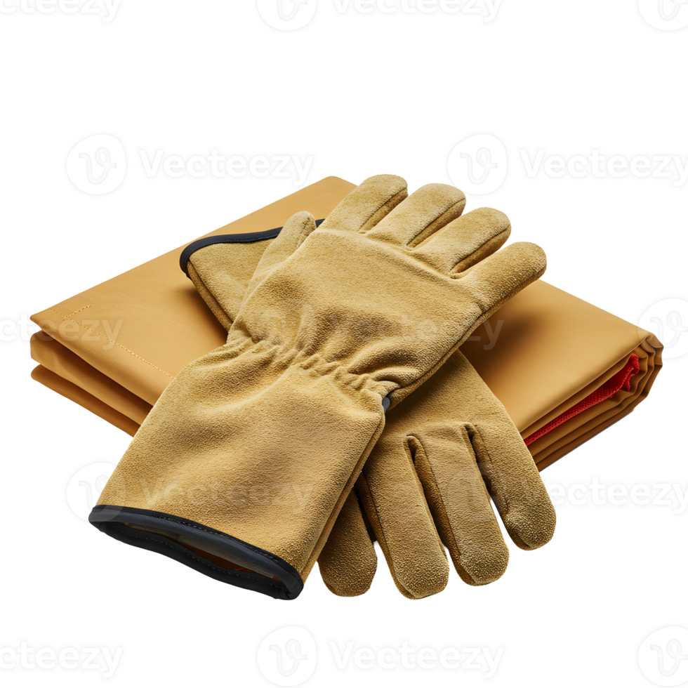 Tan Work Gloves and Fabric on a Transparent Background png