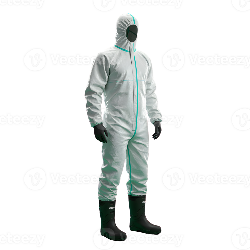 White Protective Suit with Teal Accents on Transparent Background png