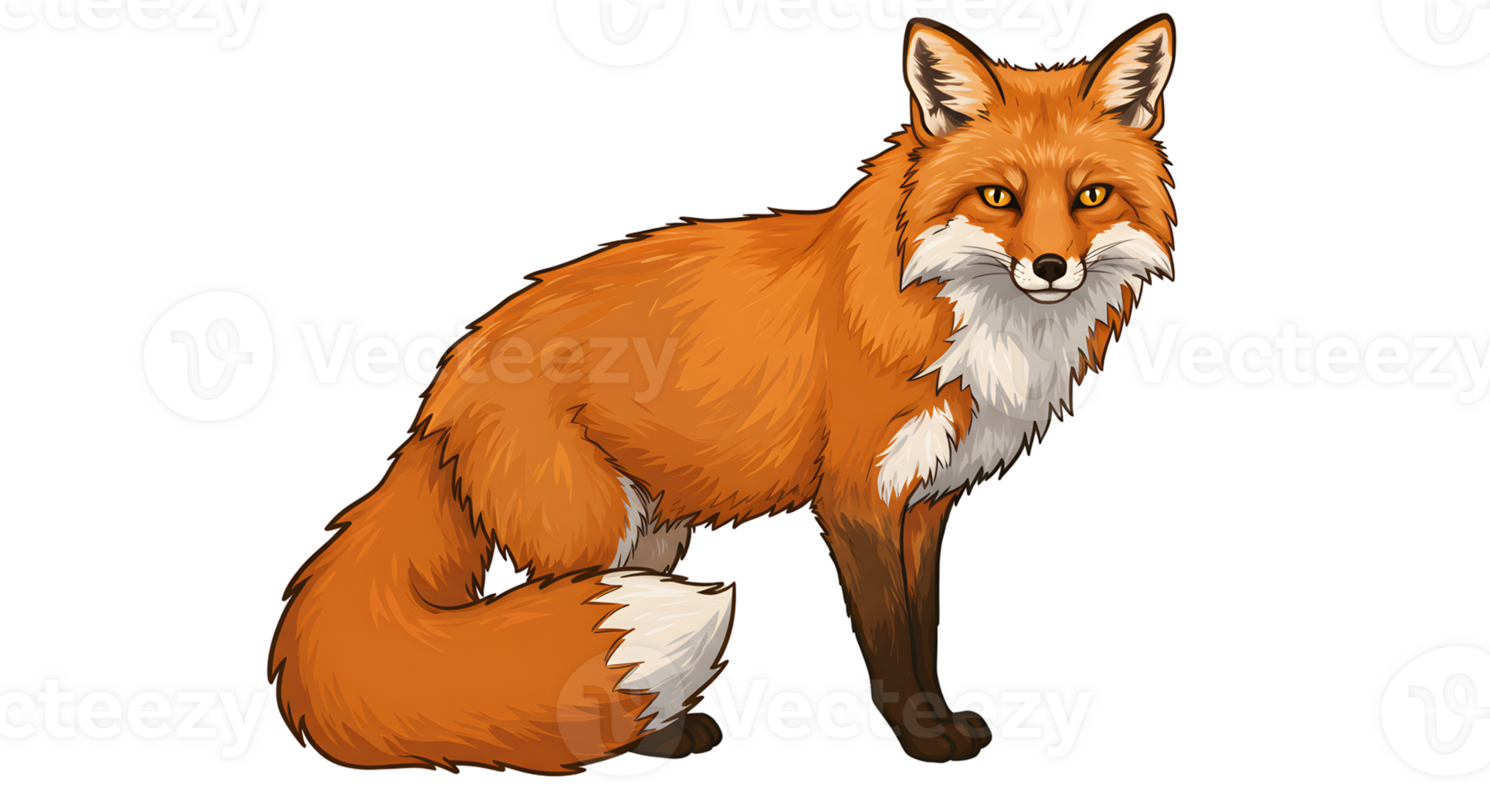 Red Fox Sitting on Transparent Background png