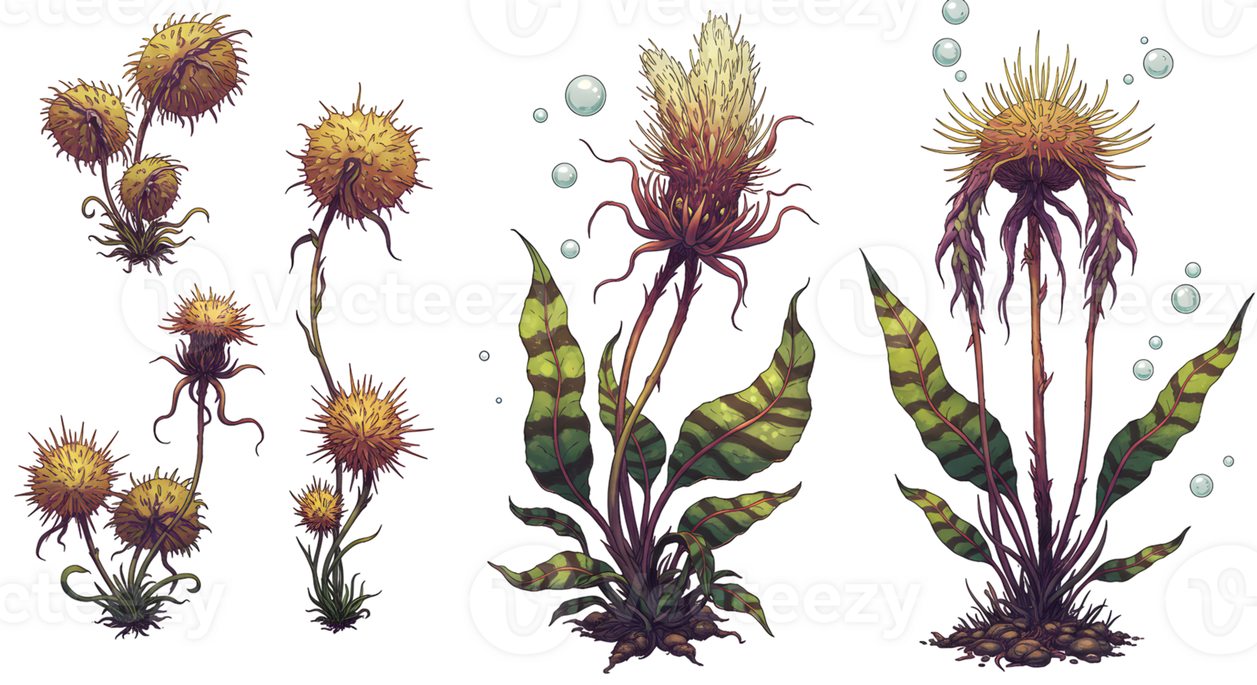 Pixel Art Fantasy Plants Life Cycle Stages Glowing Bioluminescent Flora png