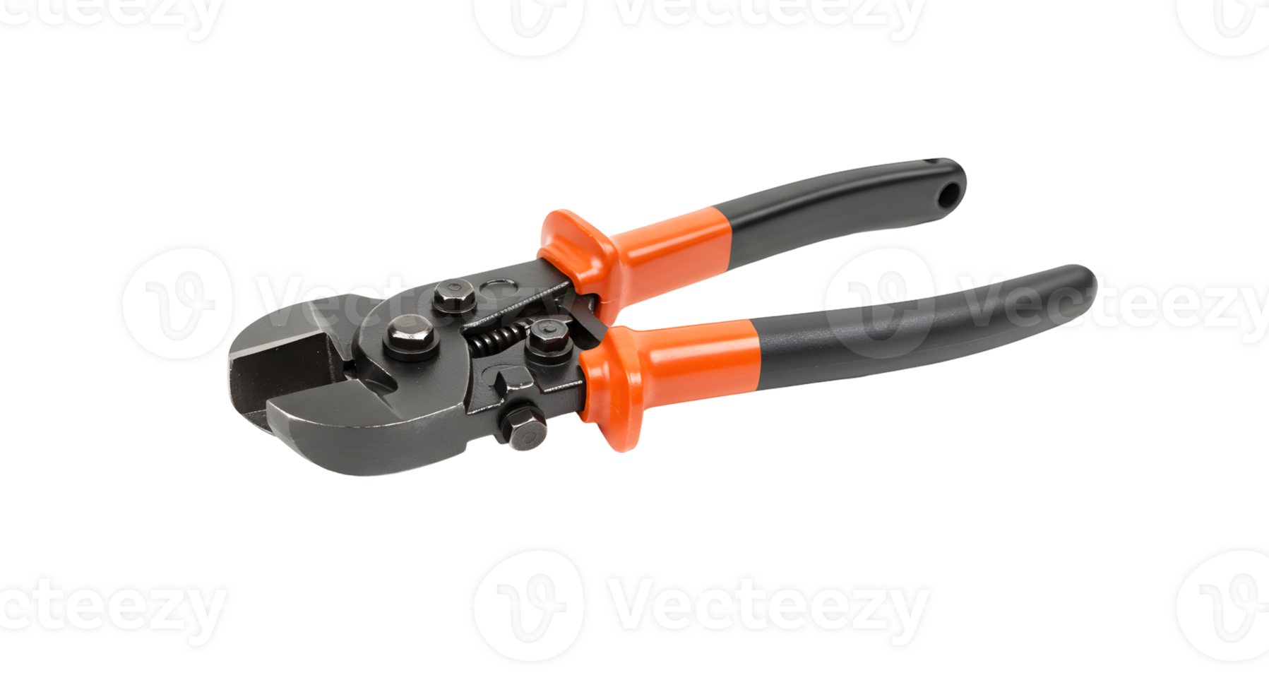 Black And Orange Bolt Cutter With Black Handles On Transparent Background png