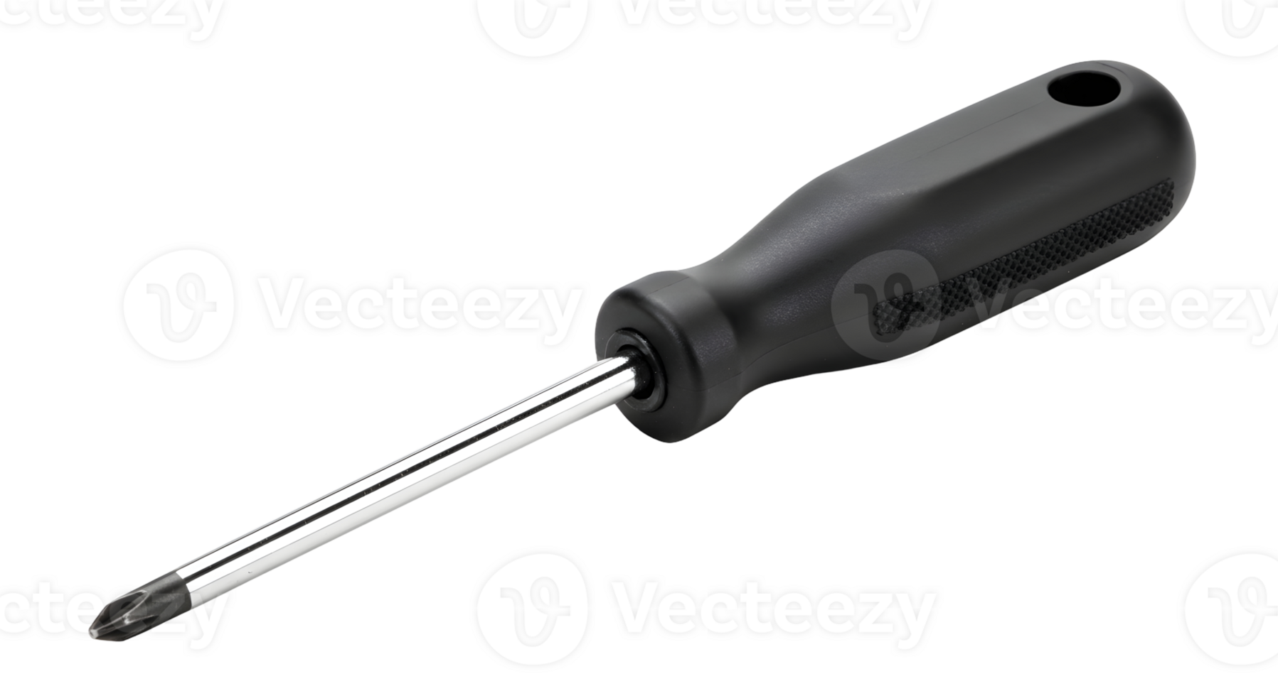 Black Plastic Screwdriver with Metal Shaft on Transparent Background png
