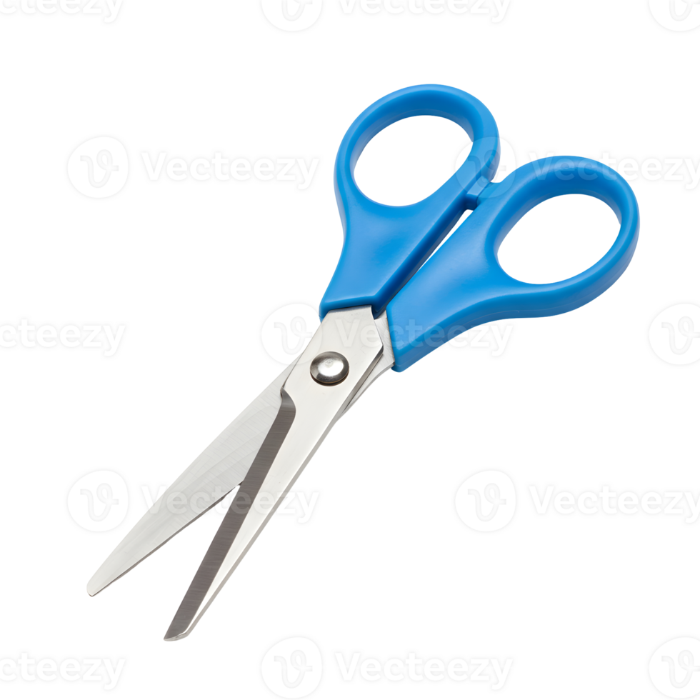 Blue Plastic And Metal Scissors on Transparent Background png